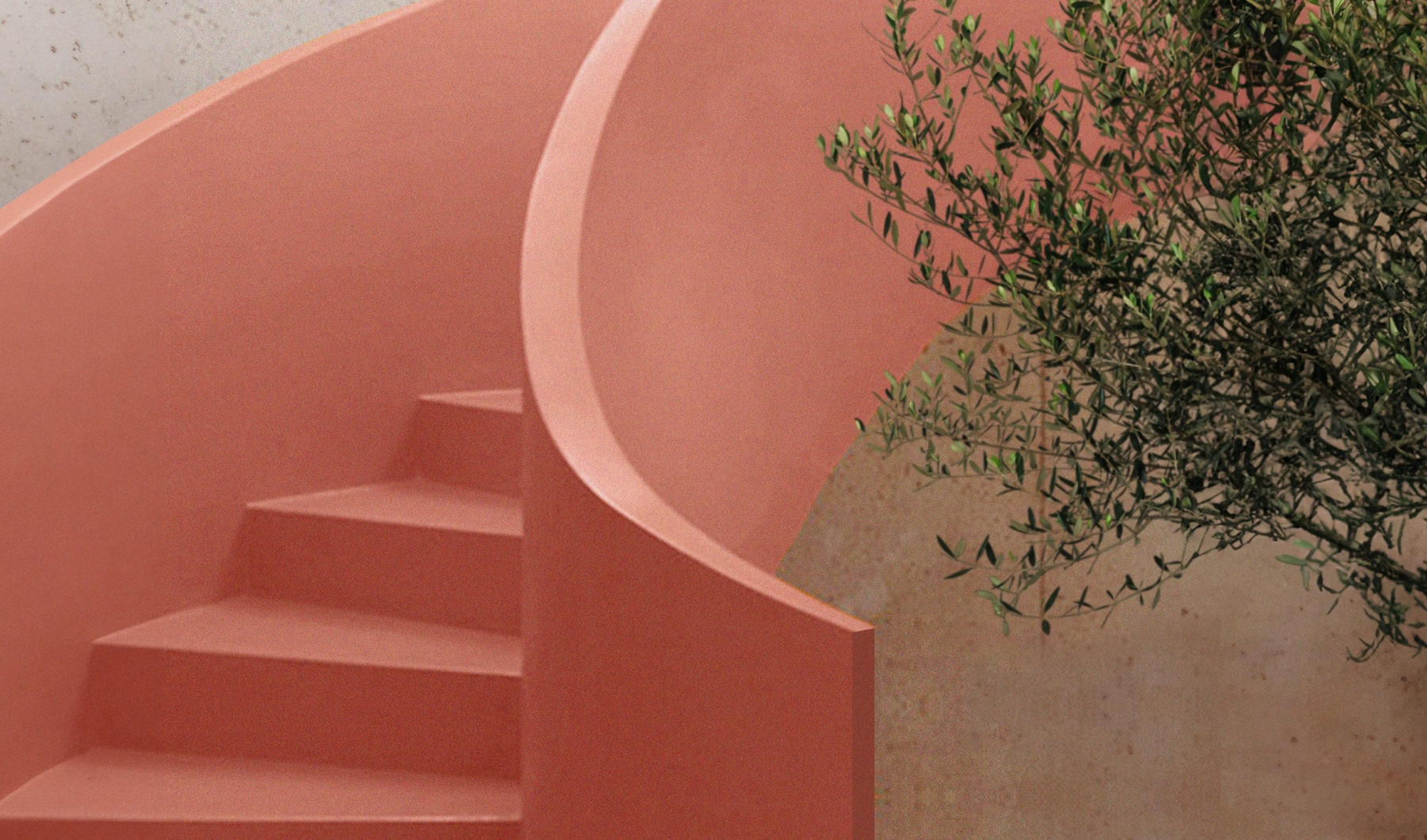 a rose colored staircase