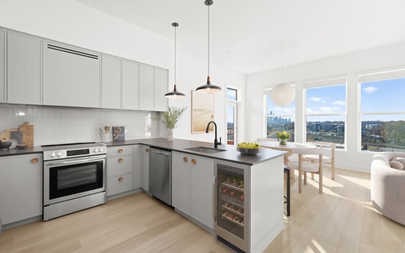 Well-lit kitchen with ample counter space